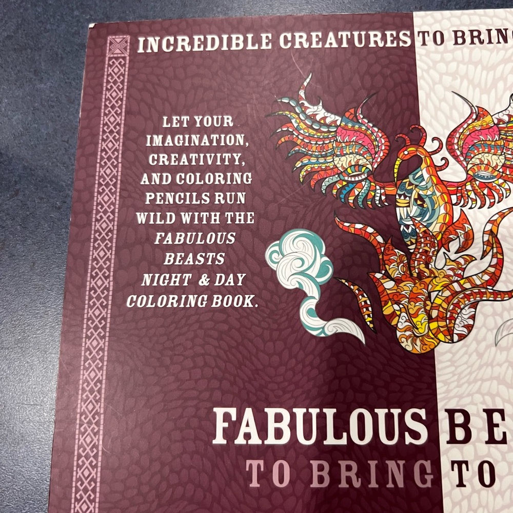 FABULOUS BEASTS:  Night and Day Adult Coloring Book  NEW - Picture 2 of 14